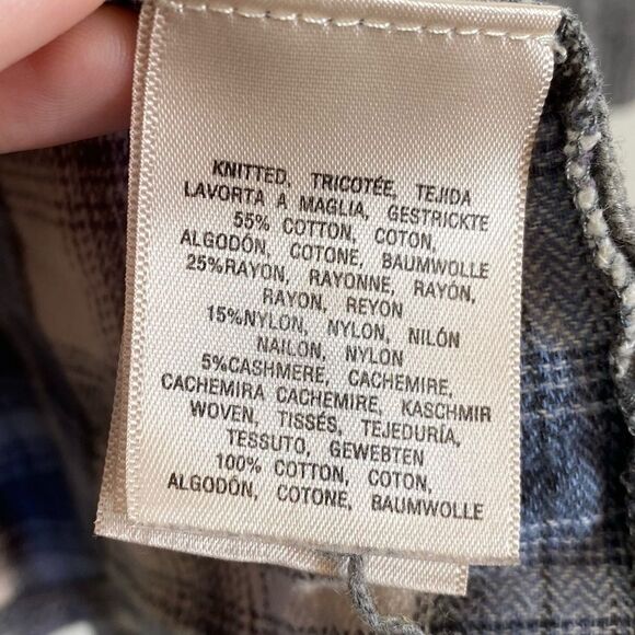 Anthropologie Moth Grey Handkerchief Hem Plaid Back Sweater - Picture 4 of 7